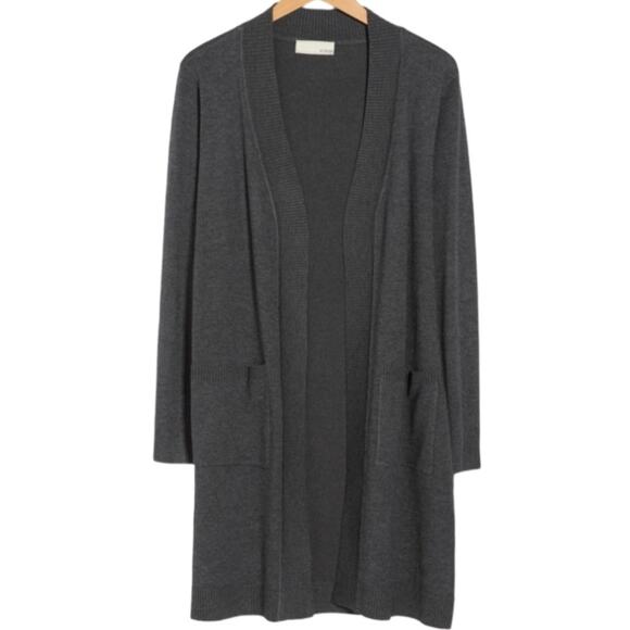 By Design Sweaters - By Design Long Tunic Length Cardigan - Charcoal Gray Size L